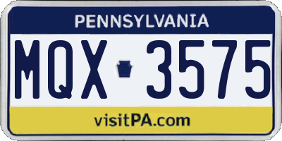 PA license plate MQX3575