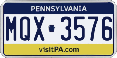 PA license plate MQX3576