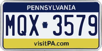 PA license plate MQX3579