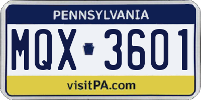PA license plate MQX3601