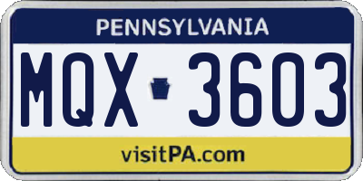 PA license plate MQX3603
