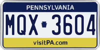 PA license plate MQX3604