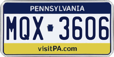 PA license plate MQX3606