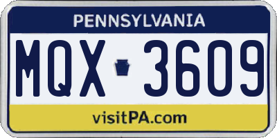 PA license plate MQX3609