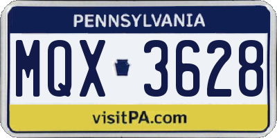 PA license plate MQX3628