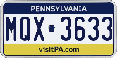 PA license plate MQX3633