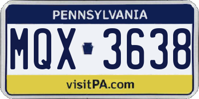 PA license plate MQX3638