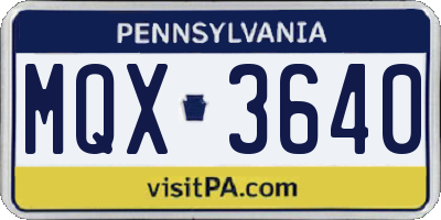 PA license plate MQX3640
