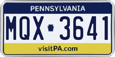 PA license plate MQX3641