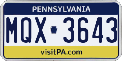 PA license plate MQX3643
