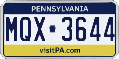 PA license plate MQX3644