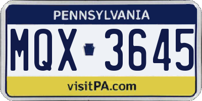PA license plate MQX3645