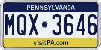 PA license plate MQX3646