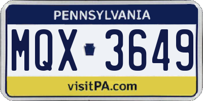 PA license plate MQX3649
