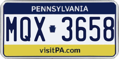PA license plate MQX3658