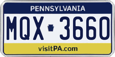 PA license plate MQX3660