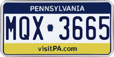 PA license plate MQX3665