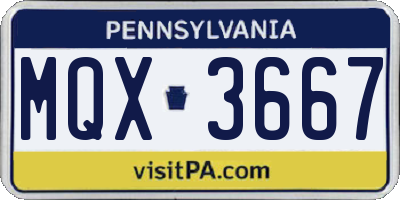 PA license plate MQX3667