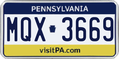 PA license plate MQX3669