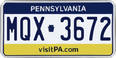 PA license plate MQX3672