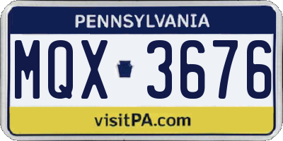 PA license plate MQX3676