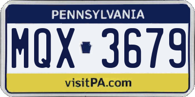 PA license plate MQX3679