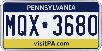 PA license plate MQX3680