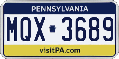 PA license plate MQX3689