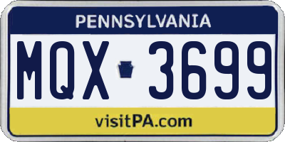 PA license plate MQX3699