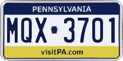 PA license plate MQX3701