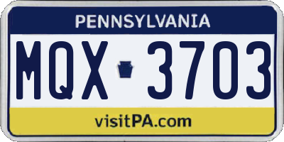 PA license plate MQX3703