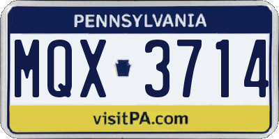 PA license plate MQX3714