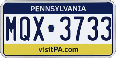 PA license plate MQX3733