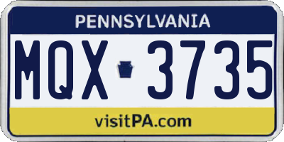 PA license plate MQX3735