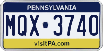 PA license plate MQX3740