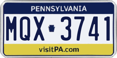 PA license plate MQX3741