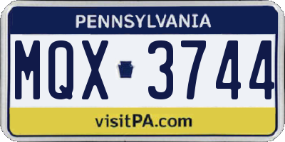 PA license plate MQX3744
