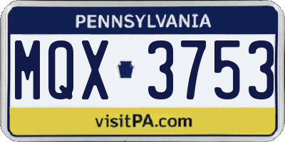 PA license plate MQX3753