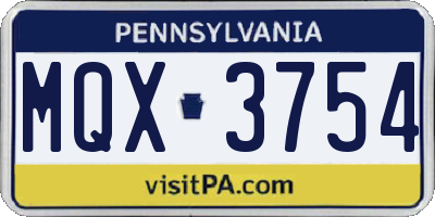 PA license plate MQX3754