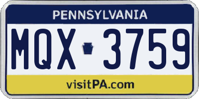PA license plate MQX3759