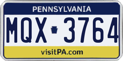PA license plate MQX3764
