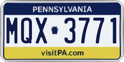 PA license plate MQX3771