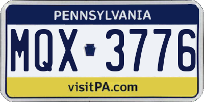 PA license plate MQX3776