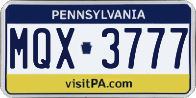 PA license plate MQX3777