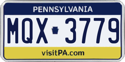 PA license plate MQX3779