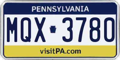 PA license plate MQX3780
