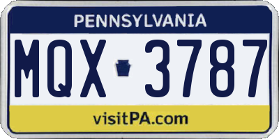 PA license plate MQX3787