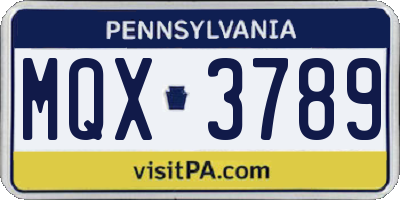 PA license plate MQX3789