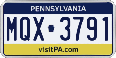 PA license plate MQX3791