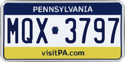PA license plate MQX3797